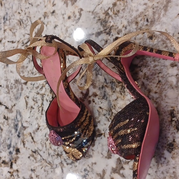 KURT GEIGER LONDON  Kensington Sequin Zebra Striped  Brown & Gold Seqin EU 37 - Picture 9 of 15